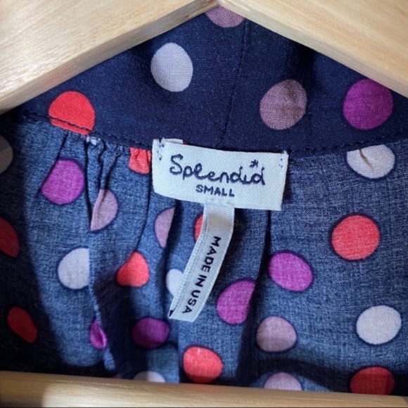 ⭐️2/$35⭐️ Splendid Colourful Sleeveless Polka Dot Split-Neck Tank Top - Picture 5 of 6